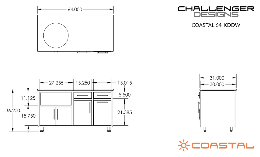 Coastal 64 Kamado Island (COGI-64-KDDW) — spec sheet