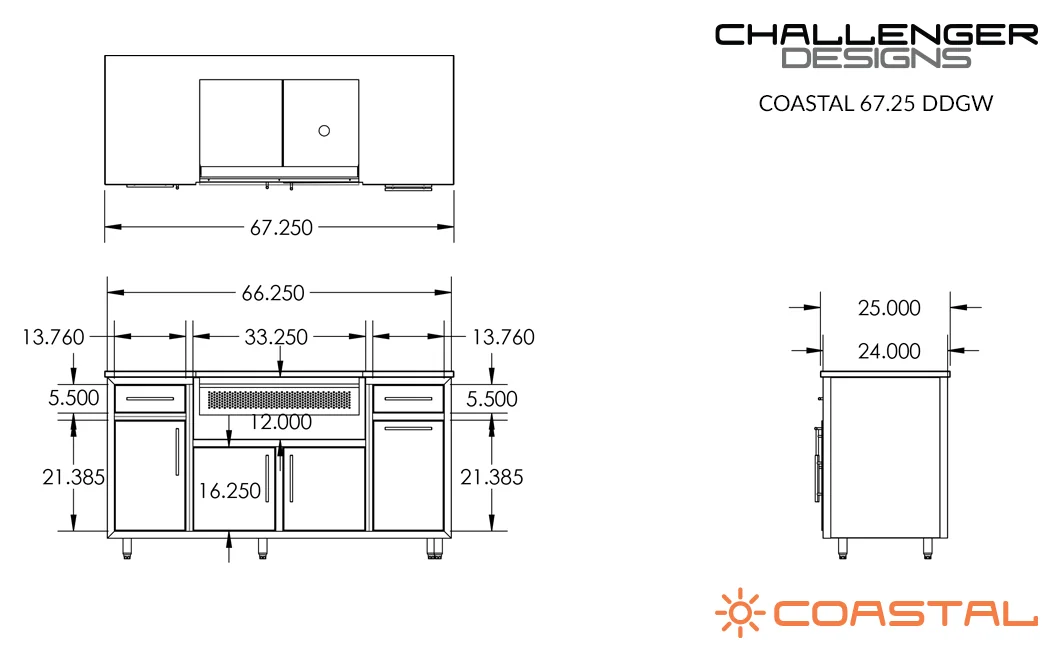 Coastal 67 Grill Island (Mirrored) (COGI-67.25-DDGW) — spec sheet