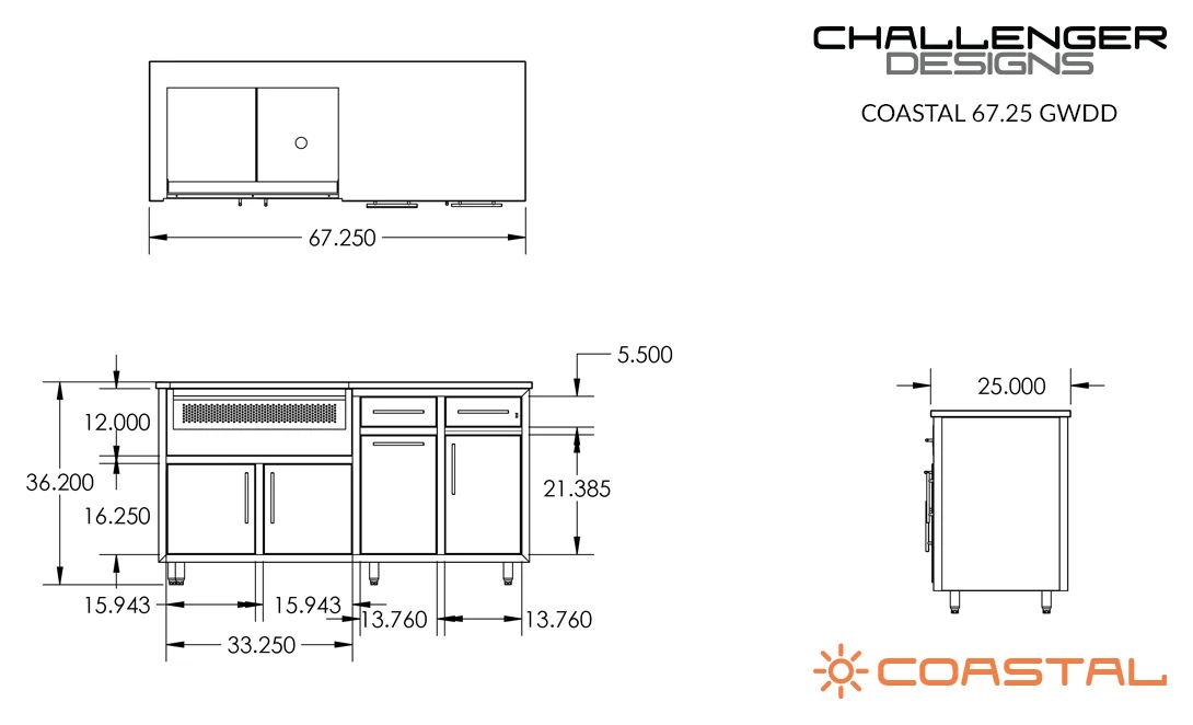 Coastal 67 Grill Island (COGI-67.25-GWDD) — spec sheet