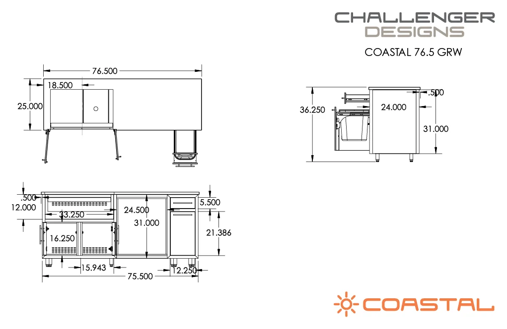 Coastal 76 Grill & Refrigerator Island (COGI-76.5-GRW) — spec sheet