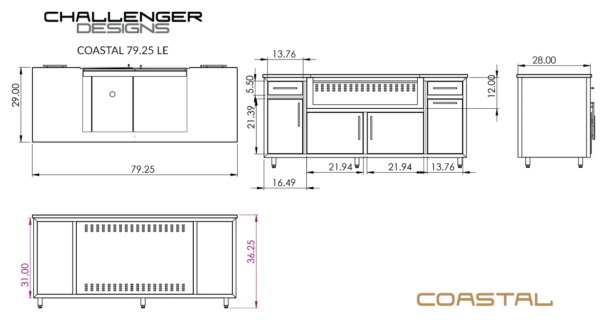 Coastal 79 Large Edition Grill Island (COGI-79.25-LE) — spec sheet