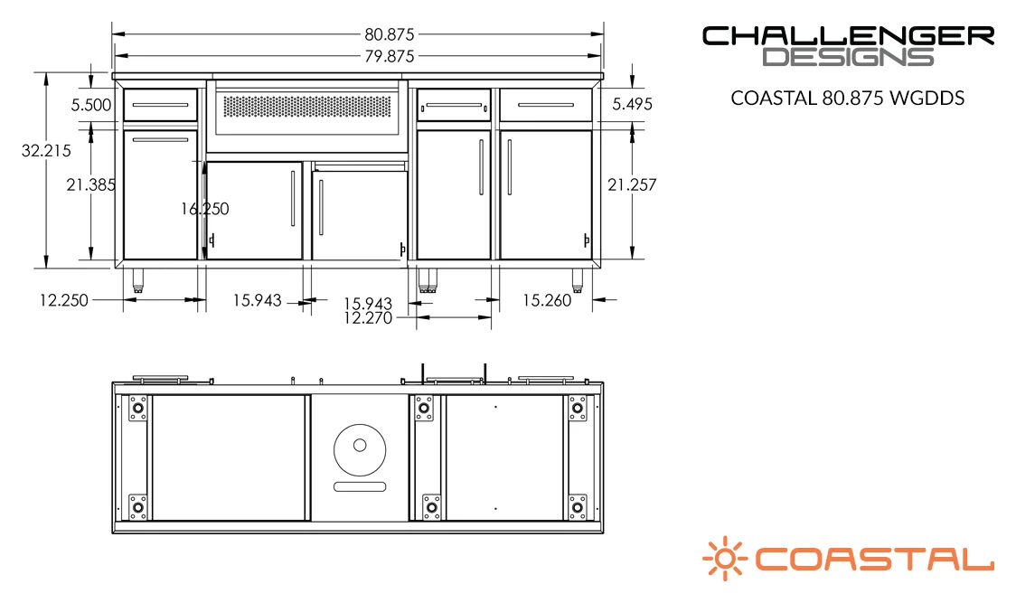Coastal 80 Grill & Sink Island (COGI-80.875-WGDDS) — spec sheet