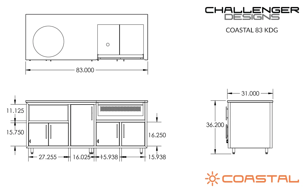 Coastal 83 Kamado + Grill Island (COGI-83-KDG) — spec sheet