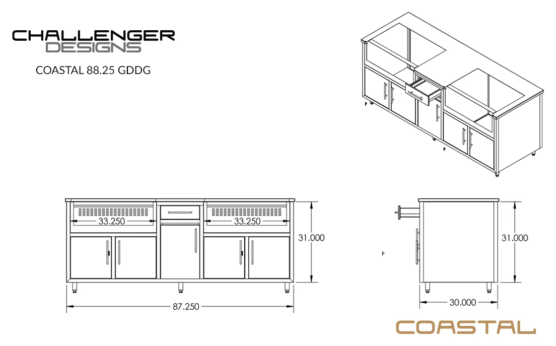 Coastal 88 Grill + Griddle Island (COGI-88.25-GDDG) — spec sheet