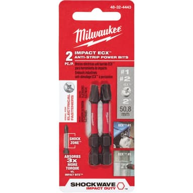 Milwaukee Shockwave #1 and #2 ECX 2 In. Power Impact Screwdriver Bit (2-Pack) (48-32-4443)