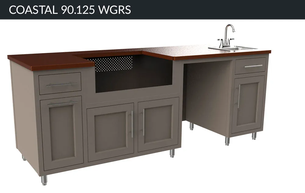 Coastal 90 Grill, Refrigerator & Sink Island