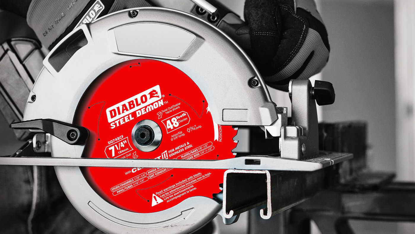 Diablo Steel Demon blade cutting metal with a circular saw